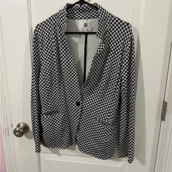 Betabrand Catstooth Transcendent Blazer - Black & White - Size Large - Picture 3 of 8